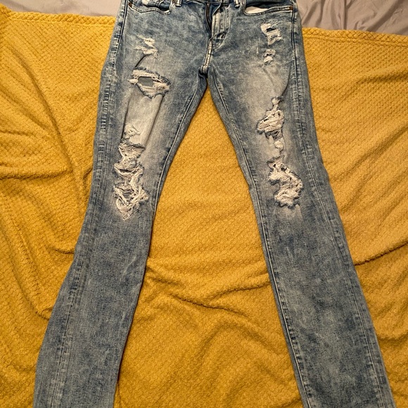 American Eagle Outfitters Blue Skinny Jeans Distressed Style - Picture 1 of 4